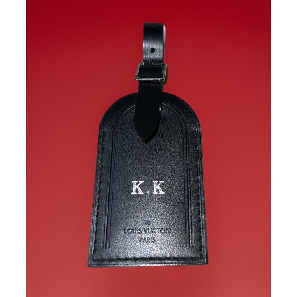 Louis Vuitton Paris Black Leather Silver Tone w/ KK Initials Large UEC